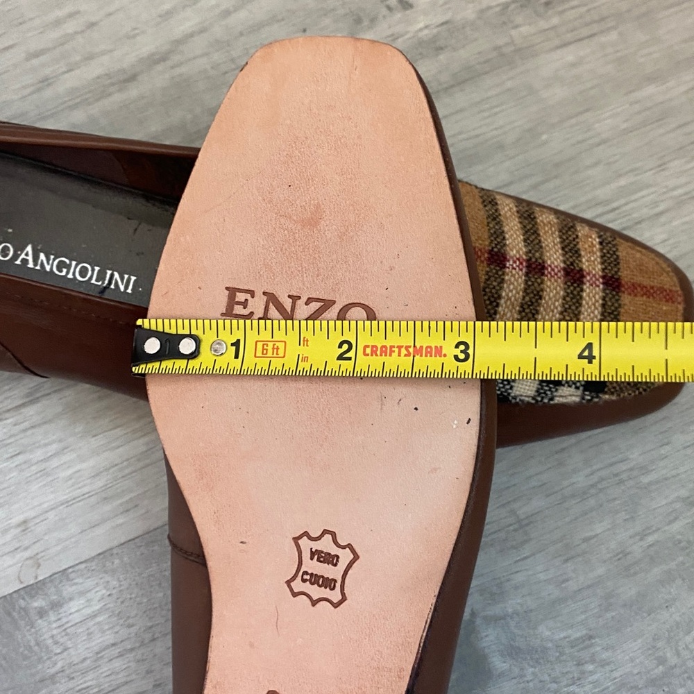 NWOT Enzo Angiolini Brown Plaid Leather loafer size 6.5 - Picture 9 of 10
